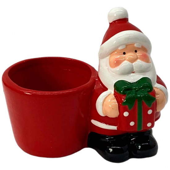 Adorno de Cerámica Papá Noel con Vaso 11 x 13 cm Alparamis