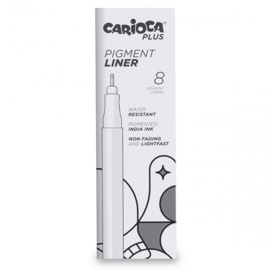 Marcadores Negros Brush Pigment Liner Carioca Plus x 8