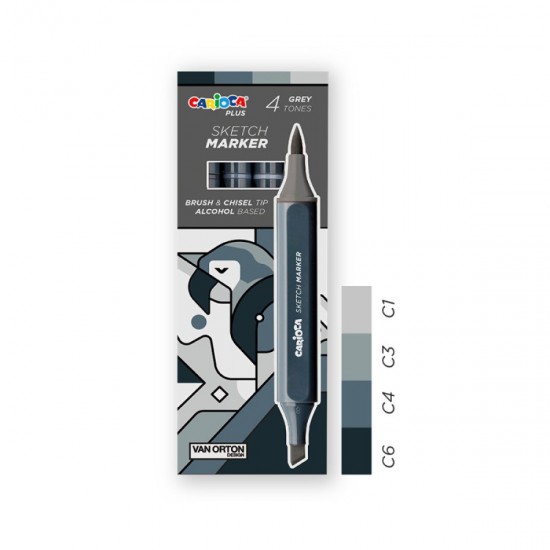 Marcadores Sketch Doble Punta Carioca Plus x 4 Gris