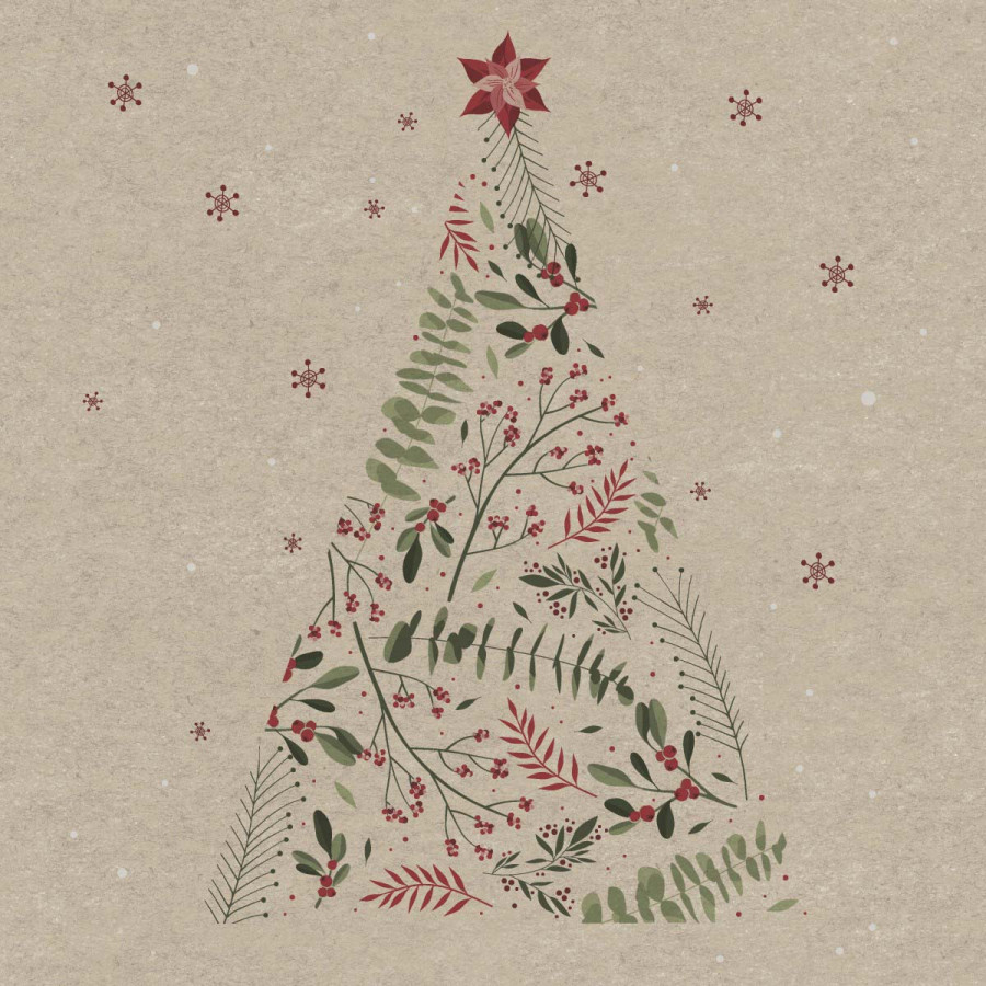Servilletas 33 x 33 cm Naturals Graceful Pine Xmas