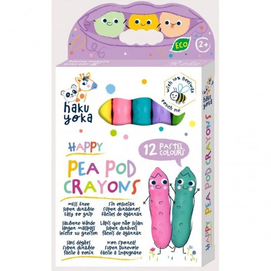 Crayones Happy Pea Pod Colores Pastel Haku Yoka x 12 con Exhibidor