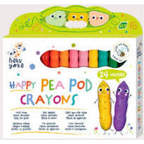 Crayones Happy Pea Pod Haku Yoka x 24 con Exhibidor