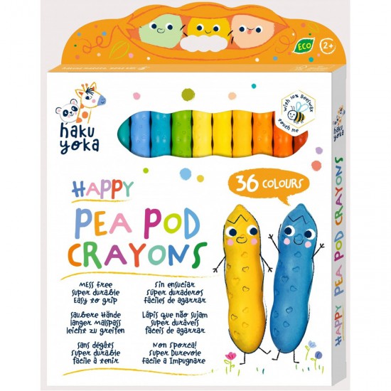 Crayones Happy Pea Pod Haku Yoka x 36 con Exhibidor