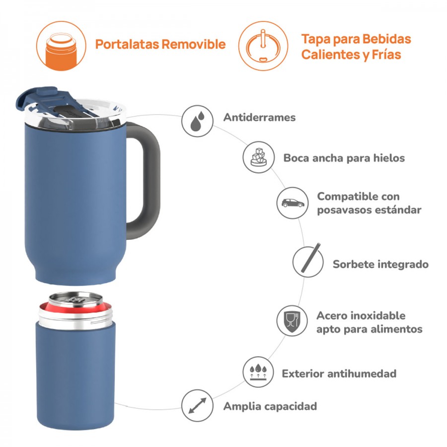 Vaso Térmico Duplex Slate Gray 660 ml y 360 ml Asobu