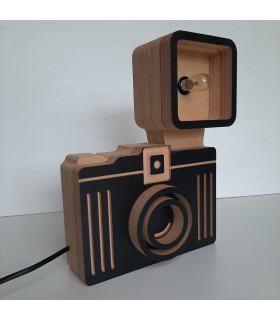 Lámpara Cámara Retro de Madera 25 cm