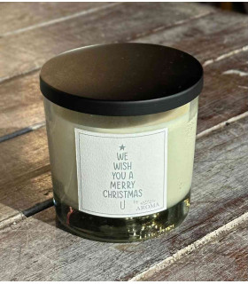 Vela Aromática Navideña de Soja 250 g Manzana y Canela Tapa Negra Espacio Aroma