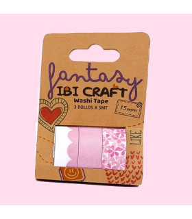 Washi Tape Box 3 Rollos de 5 m Pink Ibicraft