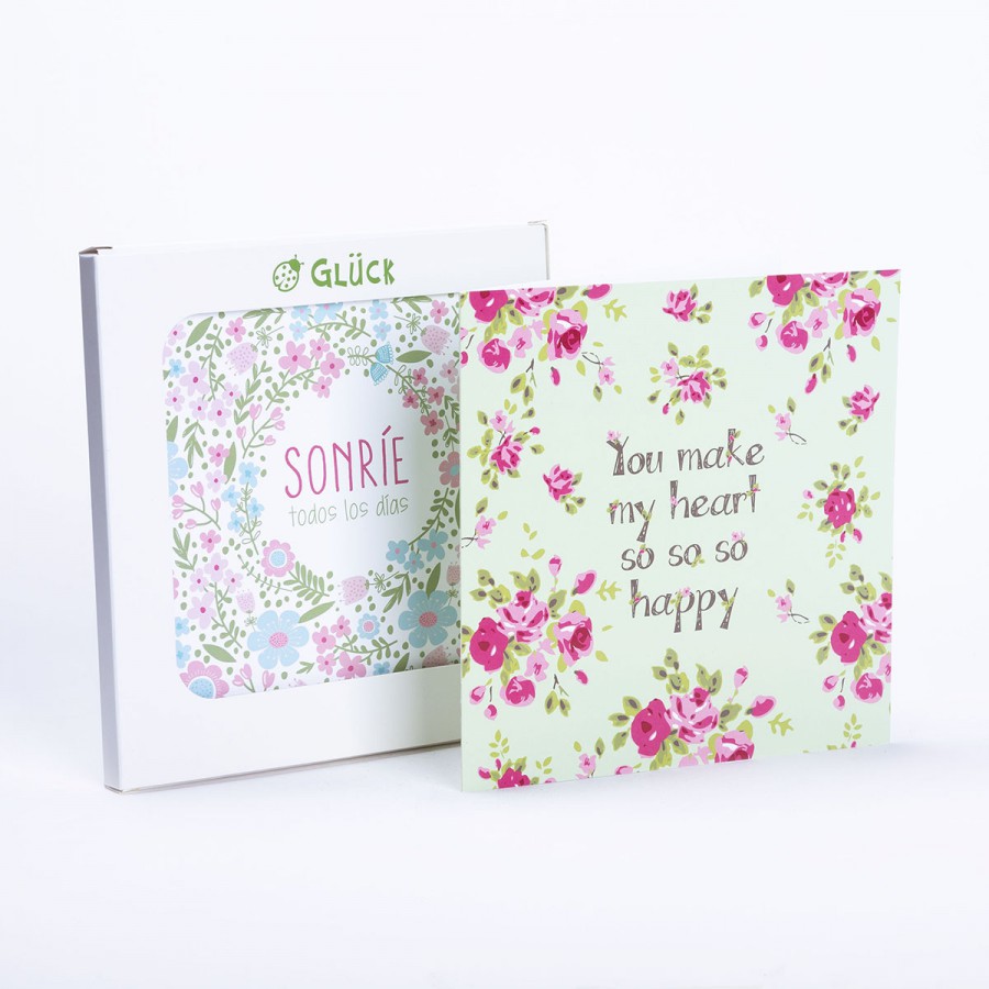 Tarjetas Heart happy y Sonríe x 8