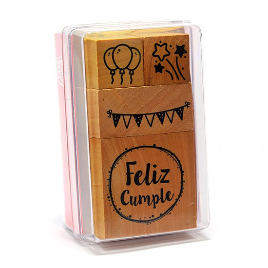 Set de sellos Feliz Cumple caja mediana