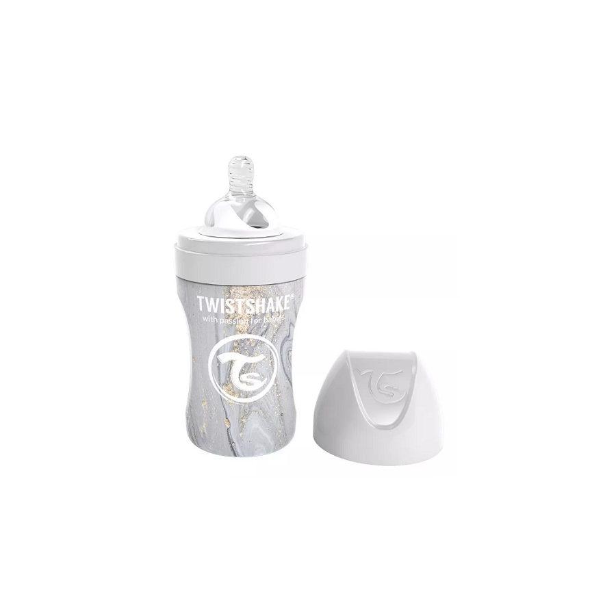 Mamadera Anticolicos Twistshake de Acero Inoxidable 260ml Marmol Gris