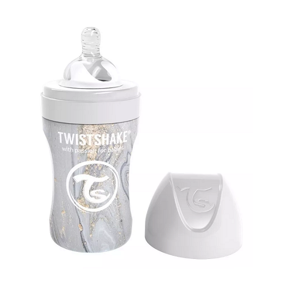 Mamadera Anticolicos Twistshake de Acero Inoxidable 260ml Marmol Gris