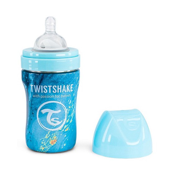 Mamadera Anticolicos Twistshake de Acero Inoxidable 260ml Marmol Azul