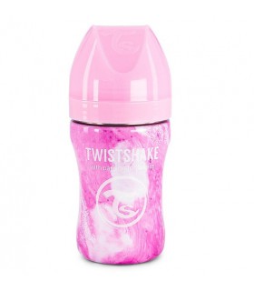 Mamadera Anticolicos Twistshake de Acero Inoxidable 260ml Marmol Rosa