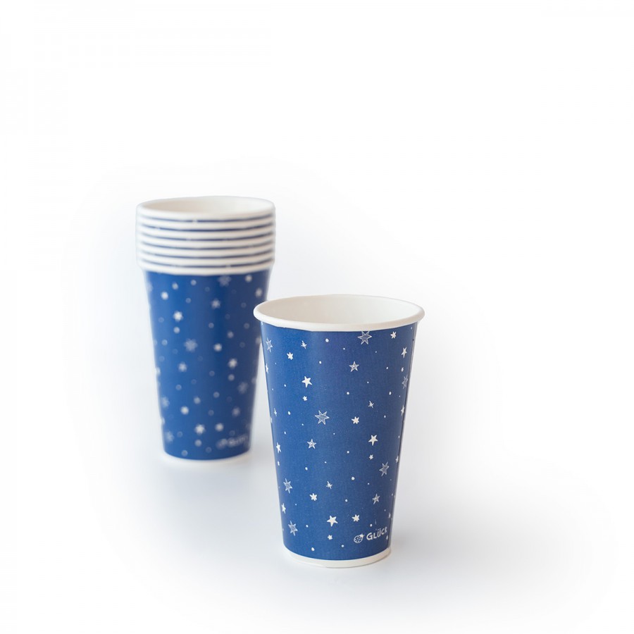 Vasos De Polipapel Estrellas Azules 12 oz x 8