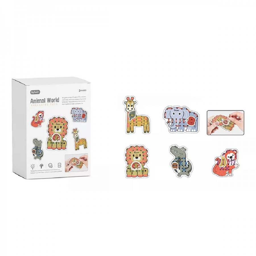 Juegos para asociar y enhebrar ANIMALES DE LA SELVA