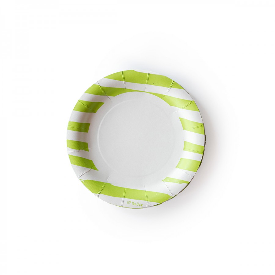 Plato de Polipapel Rayas Verdes x 6