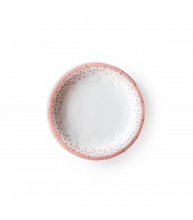 Plato de Polipapel Puntitos Rosas x 6
