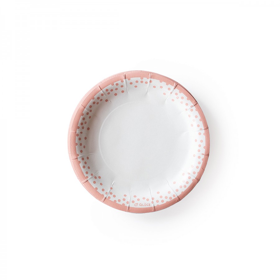 Plato de Polipapel Puntitos Rosas x 6