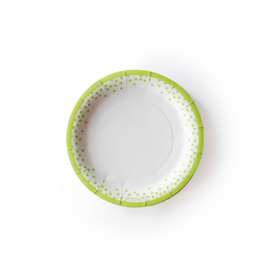 Plato de Polipapel Lunares Verdes x 6