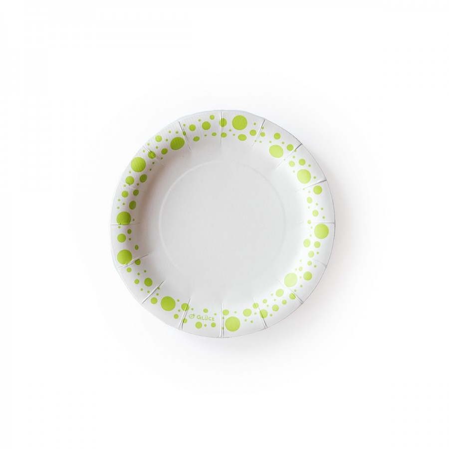 Plato de Polipapel Puntitos Verdes x 6