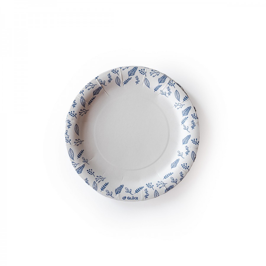 Plato de Polipapel Hojas Azul x 6