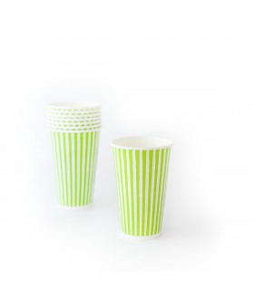 Vasos De Polipapel Rayas Verdes 12 oz x 8
