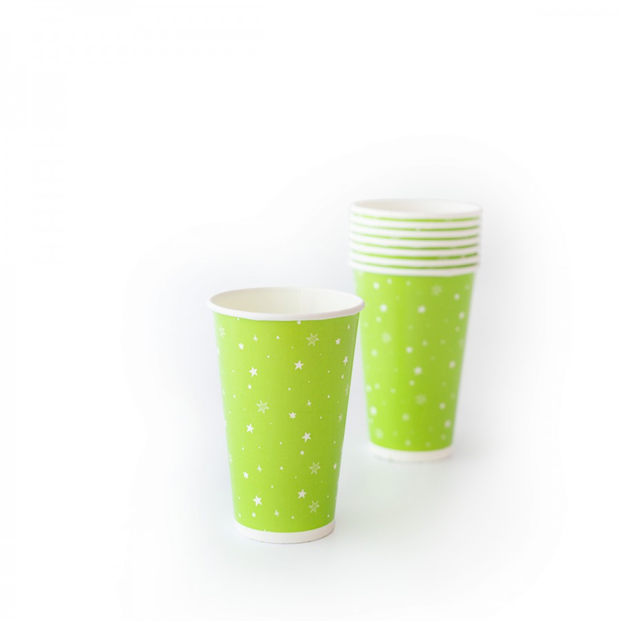 Vasos De Polipapel Lunares Verdes 12 oz x 8