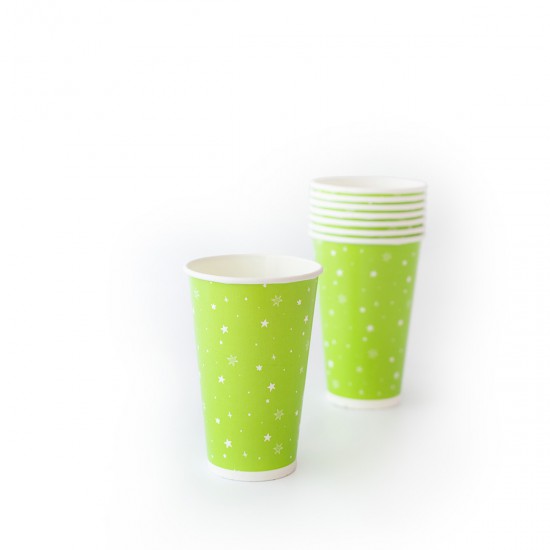 Vasos De Polipapel Lunares Verdes 12 oz x 8