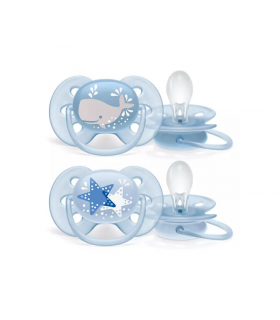 Avent Chupete Ultra soft Deco 6-18m Celeste x2.