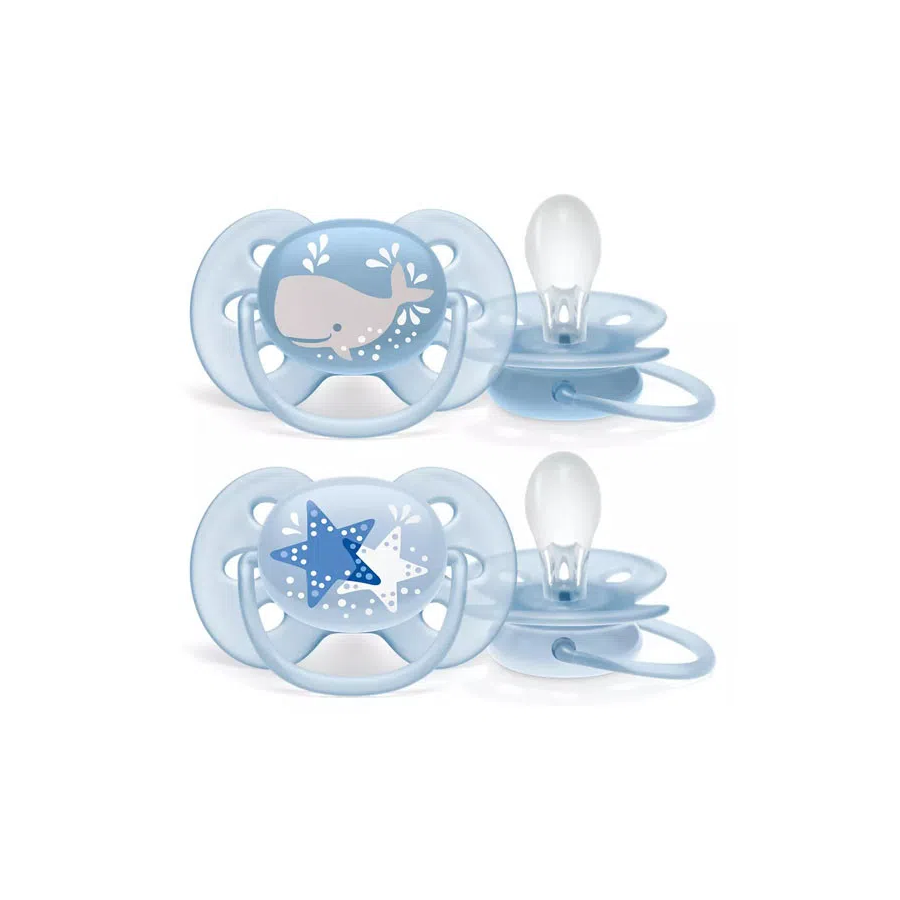 Avent Chupete Ultra soft Deco 6-18m Celeste x2.