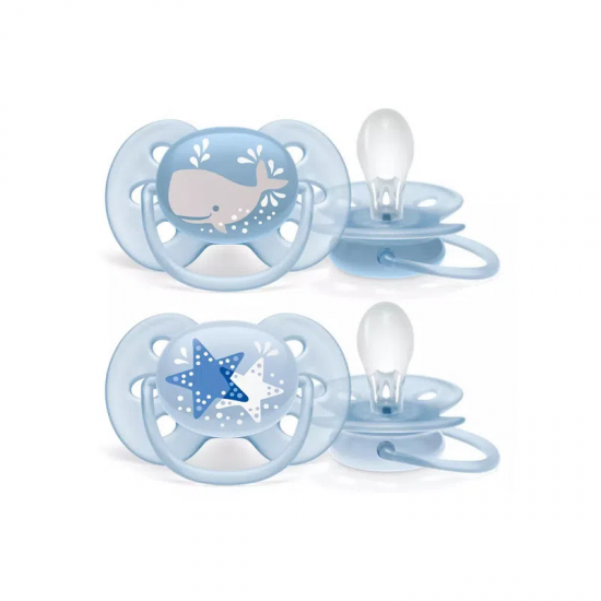 Avent Chupete Ultra soft Deco 6-18m Celeste x2.