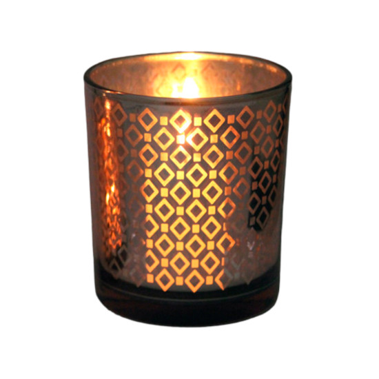 Fanal de Vidrio Rombos Rosa 9 x 10 cm