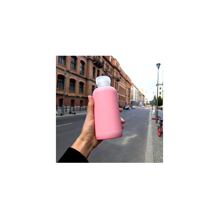 Botella De Vidrio Con Cubierta De Silicona 450ml Pink