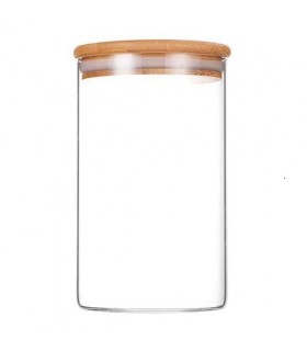 Frasco de Vidrio con Tapa de Bamboo 800ml