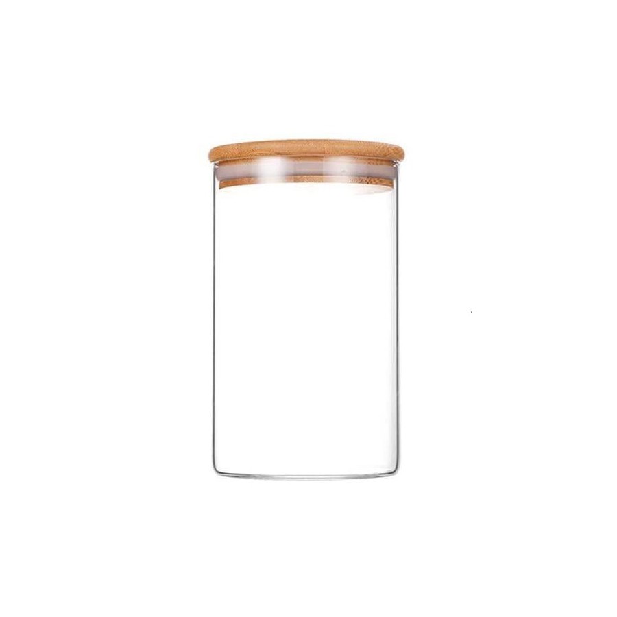 Frasco de Vidrio con Tapa de Bamboo 800ml