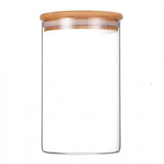 Frasco de Vidrio con Tapa de Bamboo 800ml