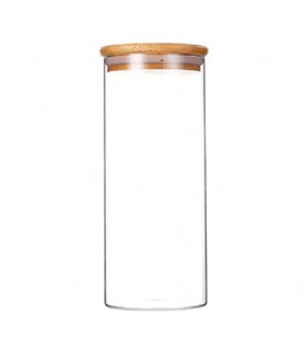 Frasco de Vidrio con Tapa de Bamboo 1000ml