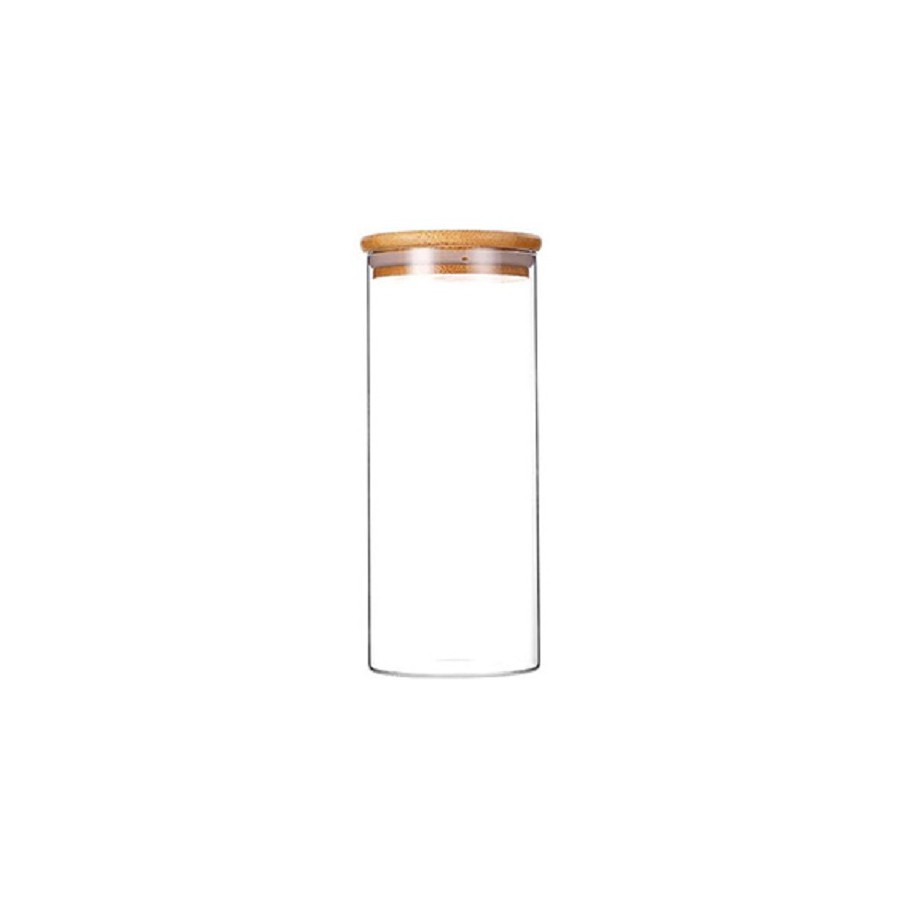 Frasco de Vidrio con Tapa de Bamboo 1000ml