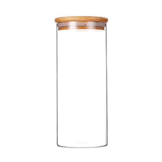 Frasco de Vidrio con Tapa de Bamboo 1000ml