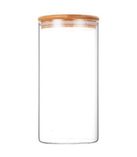 Frasco de Vidrio con Tapa de Bamboo 1300ml