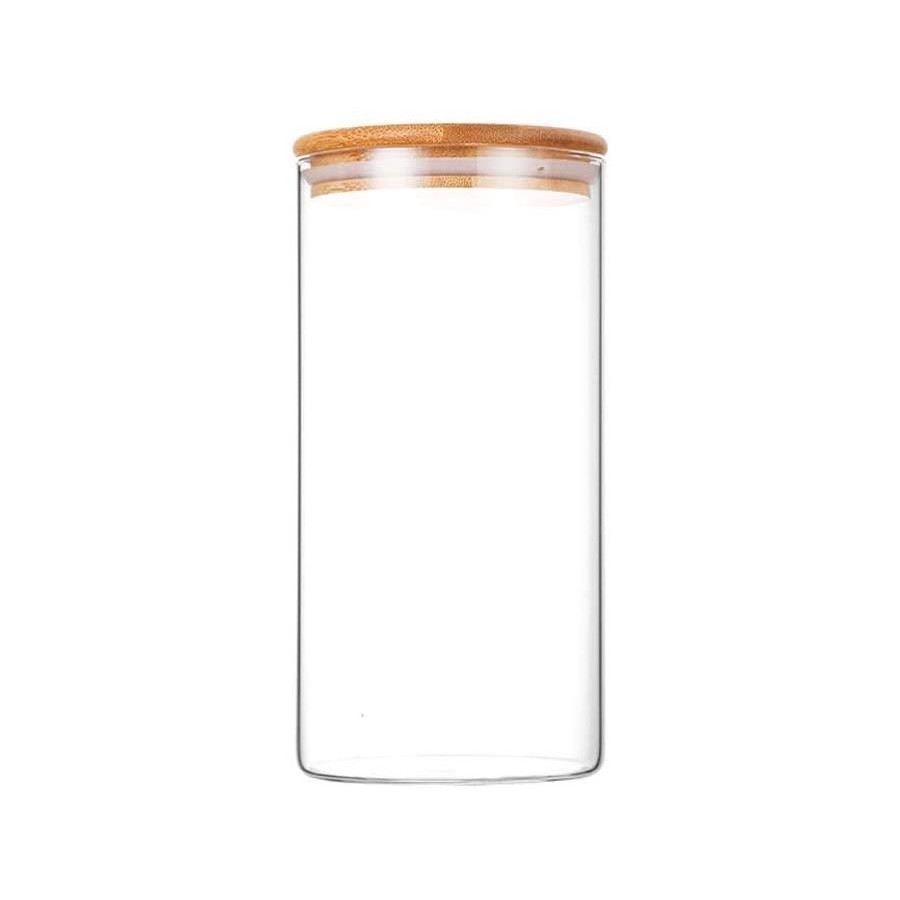 Frasco de Vidrio con Tapa de Bamboo 1300ml