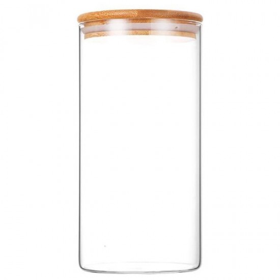 Frasco de Vidrio con Tapa de Bamboo 1300ml
