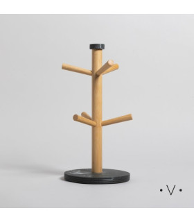 Porta Tazas Mármol Negro y Bambú 15 x 32.2 cm Vassa