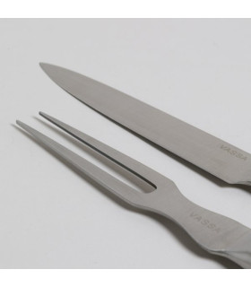 Set de Asado Acero Inoxidable Mango Negro Vassa