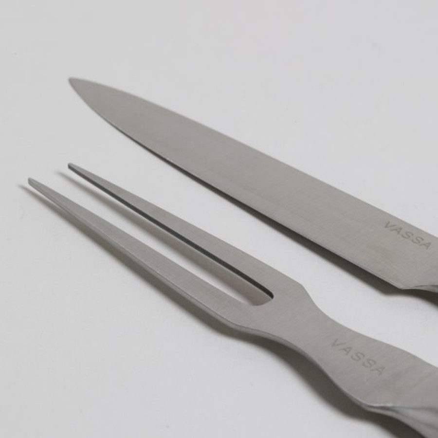 Set de Asado Acero Inoxidable Mango Negro Vassa