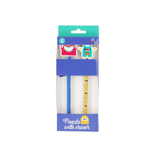 Set de 2 Lápices con Goma de Borrar Monsters Alparamis