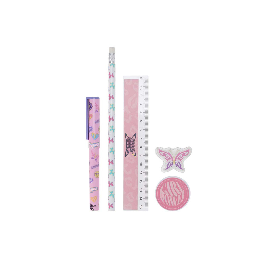 Set de 5 Útiles Escolares Butterfly Alparamis