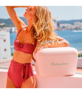 Heladerita Polarbox Rosa con Asa Marrón 20 l