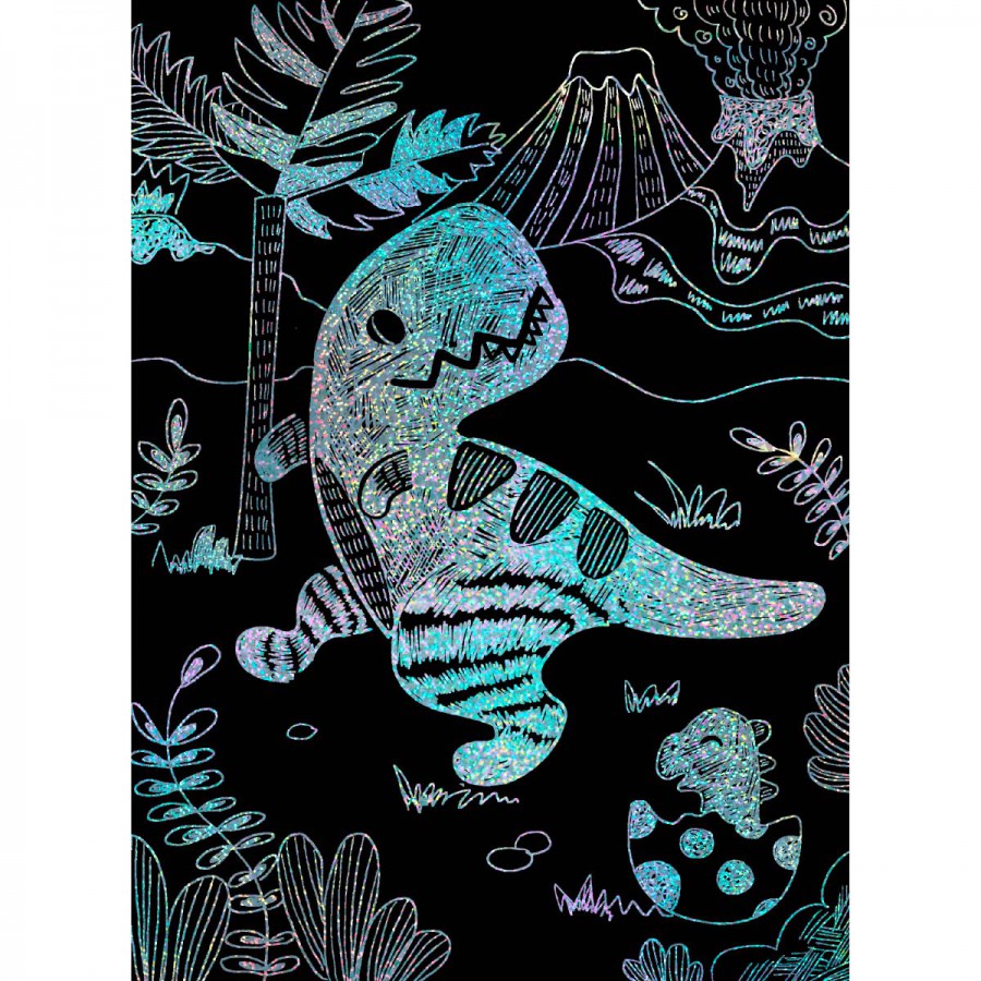 Scratch Art con Stencil Dinosaurios Avenir