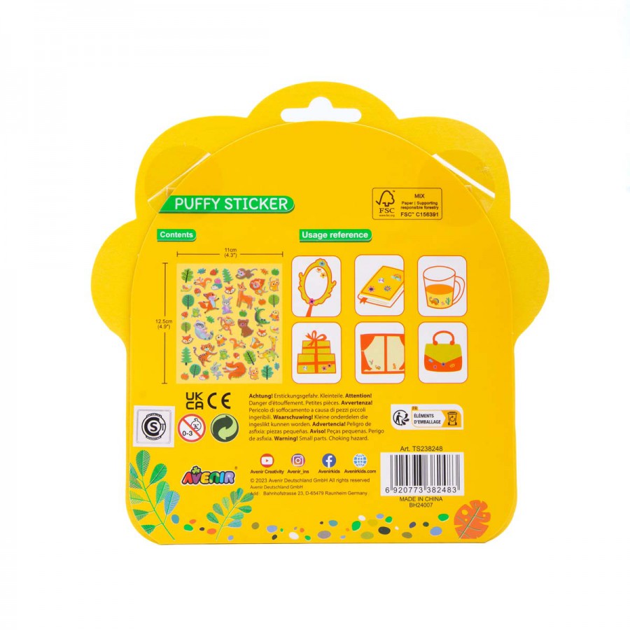 Puffy 3D Stickers Animales Avenir